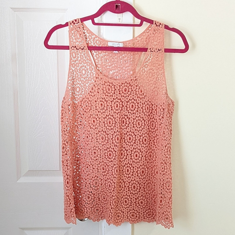 dELiA*s Peach Lace Tank Top